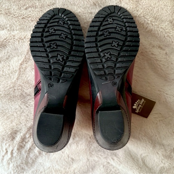 NWT Spring Step Leather Ankle Boots Burgundy Size EU 37 US 6.5 - Picture 3 of 8